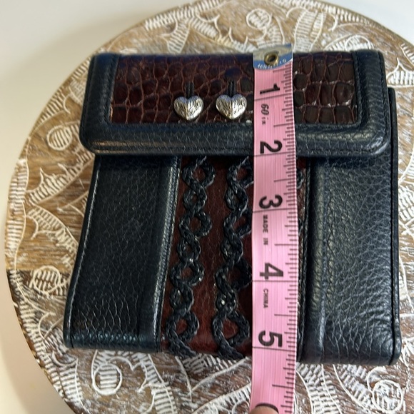 BRIGHTON SOFT LEATHER BLACK/BROWN WOVEN DESIGN WALLET - Picture 15 of 16